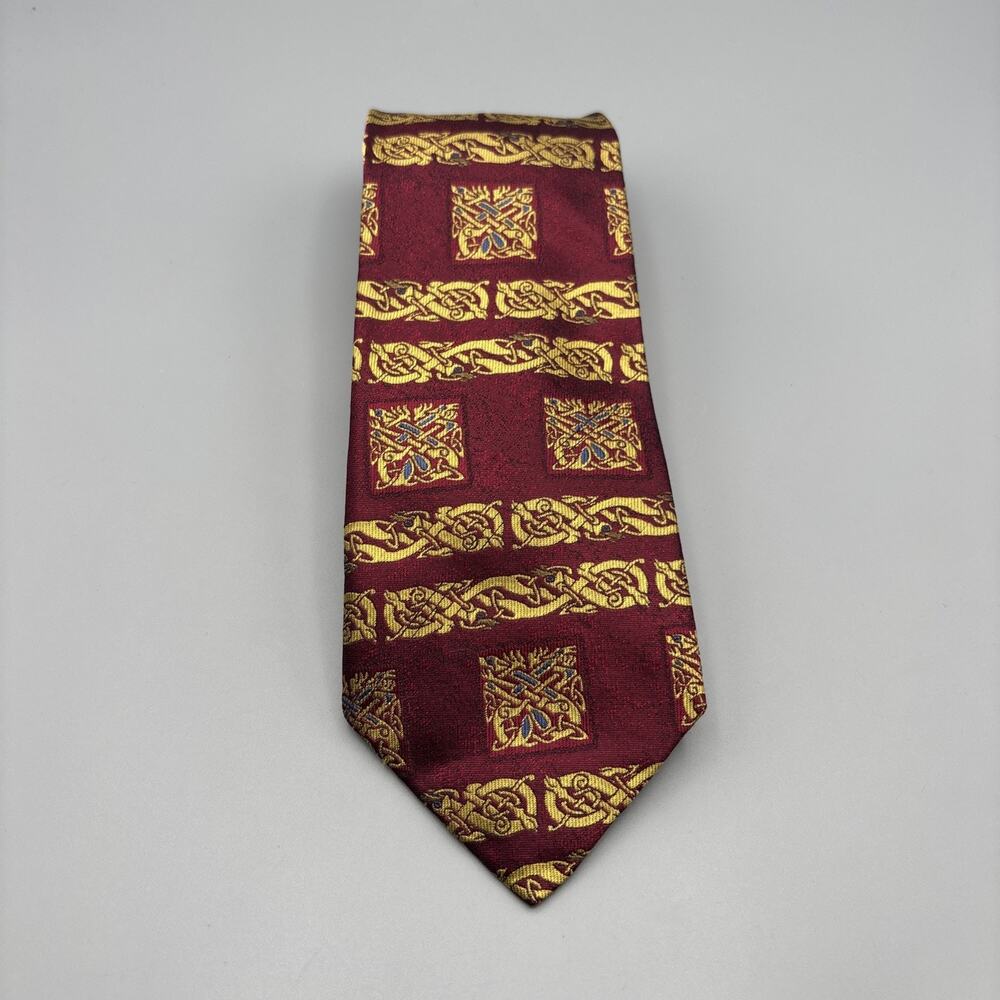 Patrick Francis 100% Silk Red Gold Celtic Men's Necktie Tie Ireland